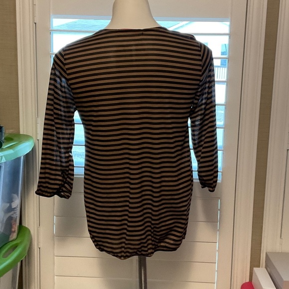 Striped Black and Brown Women's Blouse - Picture 3 of 6